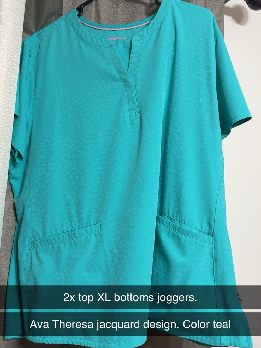 Ava Theresa Teal Jacquard Tunic with Front Pockets